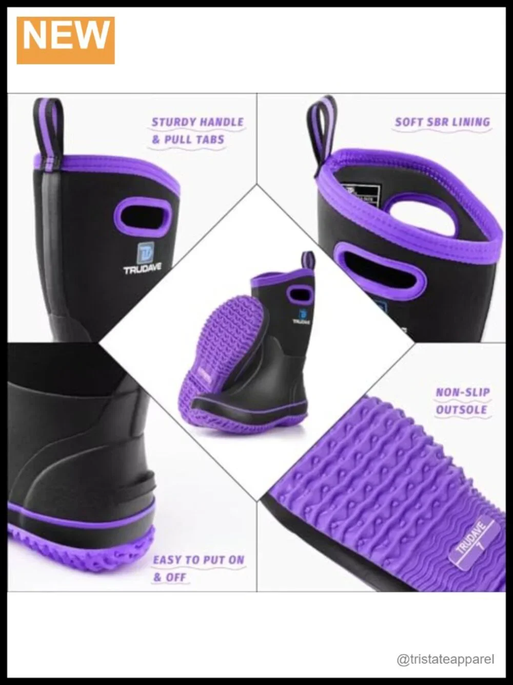Waterproof Mid Calf Rain Boots for Women Insulated Neoprene Outdoor Work Mud
